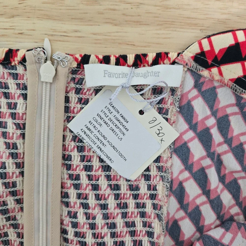 Favorite Daughter Vineyard Dress Retro Round Houndstooth Red Black FJG4VD4549